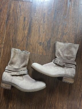 UGG Taupe Suede Buckle Ankle Boots